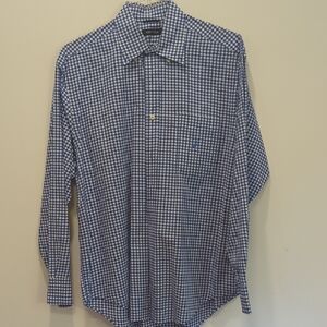 Nautica Blue and White Gingham Dress Shirt